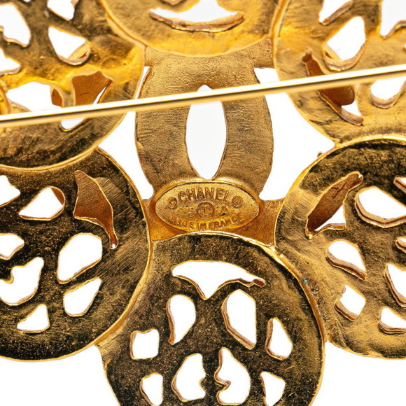 CHANEL Coco Mark Flower Motif Brooch Gold Plated - Picture 3 of 4